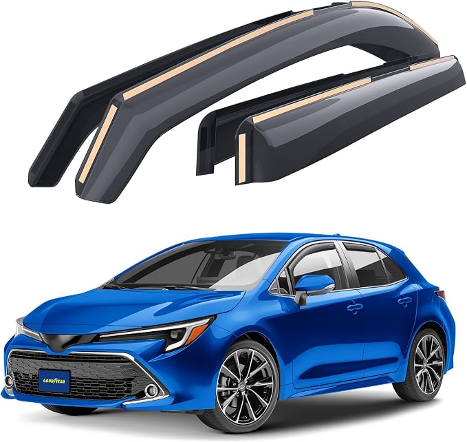 Goodyear Shatterproof in-Channel Window Deflectors for Toyota Corolla 2020-2026 Hatchback, Rain Guards, Window Visors for Cars, Vent Deflector, Car Accessories, 4 pcs - GY008448