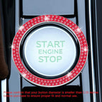 2 PCS Crystal Double Rhinestone Car Engine Start Stop Decoration Ring, Bling Car Interior Accessories for Women, Push to Start Button Cover Sticker, Automotive Decals, Red