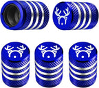 Tire Valve Stem Cap Cover - (5 Pack) Tire Air Cap Corrosion Resistant Christmas Reindeer Antler Antlers Auto Accessories Decoration for Car Truck Bike Blue