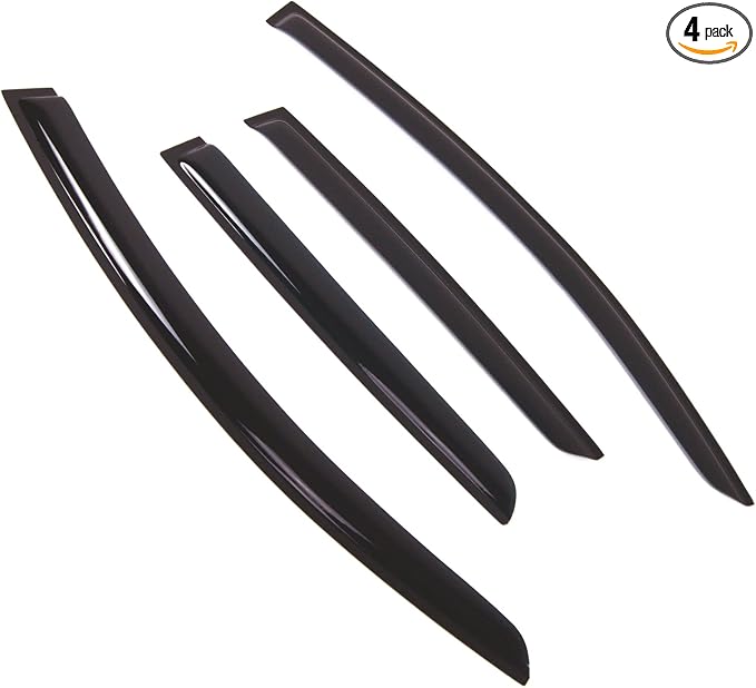Outside Mount Window Vent Visors Rain Guards Compatible with Chevrolet Spark 2013-2015 | Side Window Wind Deflectors Rain Shields | Smoke Tinted, 4 Pcs Set, DGWV-686