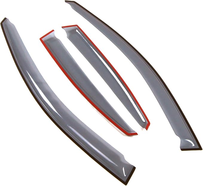 Car Window Rain Guard | Outside Mount Visors Auto Side Window Deflectors | Windows Visor Rain Shields Compatible with 2004-2008 Suzuki Forenza | 4 Pcs Set, LGWV2-397, Light Tinted
