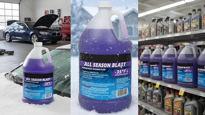 (6 Gallons) - All Season Blast Windshield Washer Fluid, -35°F Protection, Purple, 1 Gallon Jug, Ready to Use (6 GALLONS, Purple All Season Blast -35°F)