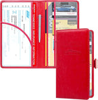 Car Registration and Insurance Holder, Leather Car Glove Box Organizer, Cool Car Accessories for ID, Driver's License Cards & Essential Document, Men&Women, Red