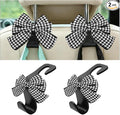 2PCS Car Seat Headrest Hooks, Cute Bow Vehicle Backseat Storage Hanger for Handbag Umbrella Coat, Automotive Seat Back Hook Holder Organizer Decor, Universal for Vehicles (Houndstooth)