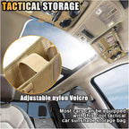 Tactical Molle Car Sun Visor Organizer, Large Molle Visor Panel Storage Pouch Holder, Tactical Gear Truck Storage Shelf, 600D Car Sunshade Storage Bag for Large Vehicle (Khaki)