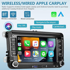 2G+64G Android for VW Jetta Seat Passat Tiguan CC Golf Skoda Double Din Car Stereo with Wireless Carplay/Android Auto 7 Inch HD Touchscreen Head Unit