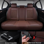 Coverado Car Seat Covers Full Set, 5 Seat Leather Seat Covers for Cars, Car Seat Protector with Lumbar Support, Waterproof Seat Covers Universal Fit for Most Cars SUV Trucks (Coffee)
