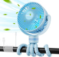 8000mAh Portable Stroller Fan, 27H Ultra-long Battery Life Detachable 4 Speed 360°Rotate LED Night Light with 2 Modes, USB Rechargeable Handheld Cooling Fan for Travel/Car Seat/Bedroom