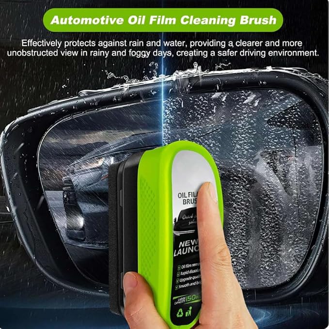2026 Upgrade Clear Vision Windshield Cleaner, Clear Vision Glass Cleaner, Reusable Oil Film Cleaning Brush for Car Windows, Crystal-Clear View in Any Weather, Prevents Rain and Fog (2, 2.0 Green)