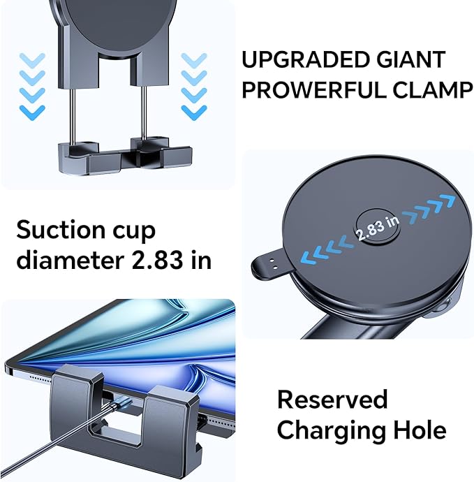 Tablet Holder for Car iPad Holder for Car【Windshield+Dash】Suction Cup ipad Mount for Truck Stand【360° 】Tablet Car Mount soporte de telefono para carro for All 4.7"-12.9" Apple iPad Samsung Galaxy Tab