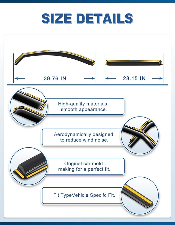 in-Channel Window Rain Guards Fit for Jeep Cherokee 2014-2023,Rain Guards Visors Vent Visors Window Deflector, Vent Shades Car Accessories -4 pcs