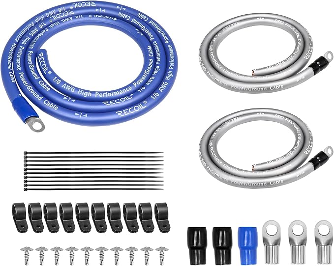 RBG3 True Spec 1/0 Gauge Wire Big 3 Amp Wiring Upgrade Kits for Car Audio Systems