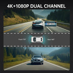 4K Rear View Mirror Camera, 10'' 4K Mirror Dash Cam with 1080P Backup Camera, Dash Cam Front and Rear for Car with Voice Control, 24H Parking Mode, Night Vision, 32GB SD Card Included