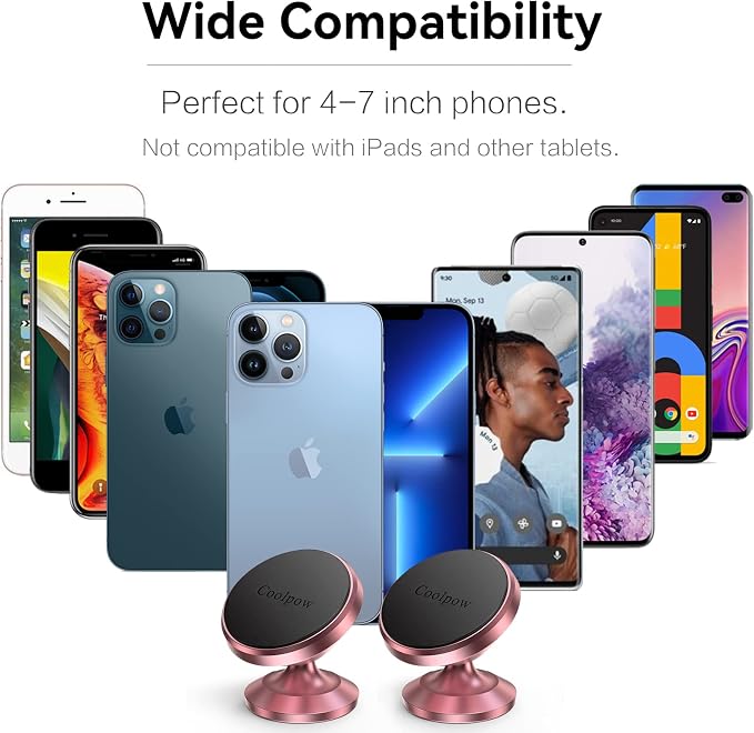 【2 Packs Magnetic Phone Holder for Car【Strong Magnet】 Phone Holders for Your Car Phone Holder Mount【4 Metal Plate】 Universal Car Accessories for Women Men for iPhone Samsung Speakerphones