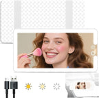 Car Sun Visor Vanity Mirror with Lights, Rechargeable LED Car Visor Makeup Mirror with 3 Color Dimmable Lights - Universal Accessories for Cars, SUVs, Trucks (White)