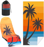 Car Seat Towel Covers with Storage Bag, 63 x 32 Inch Universal Non Slip Waterproof Sweat Protector for Car Truck, Gym Swimming Running, Machine Washable(1 Pack,Beach Palm Trees)