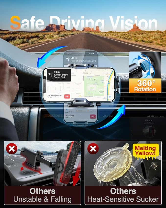 2026 Phone Holders for Your Car Ultimate Military-Grade Car Phone Holder Mount【Patent & Safety Certs】Upgraded Shockproof Truck Air Vent Phone Mount for iPhone 17 Pro Max 16 15 Samsung Android