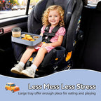 Car Seat Snack Tray for Kids Toddler Travel,Cup Holder Expander for Car,Toddler Travel & Road Trip Accessory for Mess-Free Snacking in The Car (Gray)