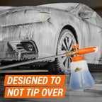 2-in-1 Foam Cannon Kit for Garden Hoses and Power Washers | 3-piece car washing kit with 40-ounce reservoir, marked fill lines, and compatibility with 500 to 3,500 PSI units