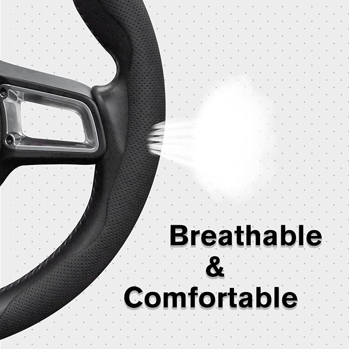 Nappa Leather Steering Wheel Cover, 2PCS Segmented Wheel Protector, Universal 99% Car Wheel Cover (Black)
