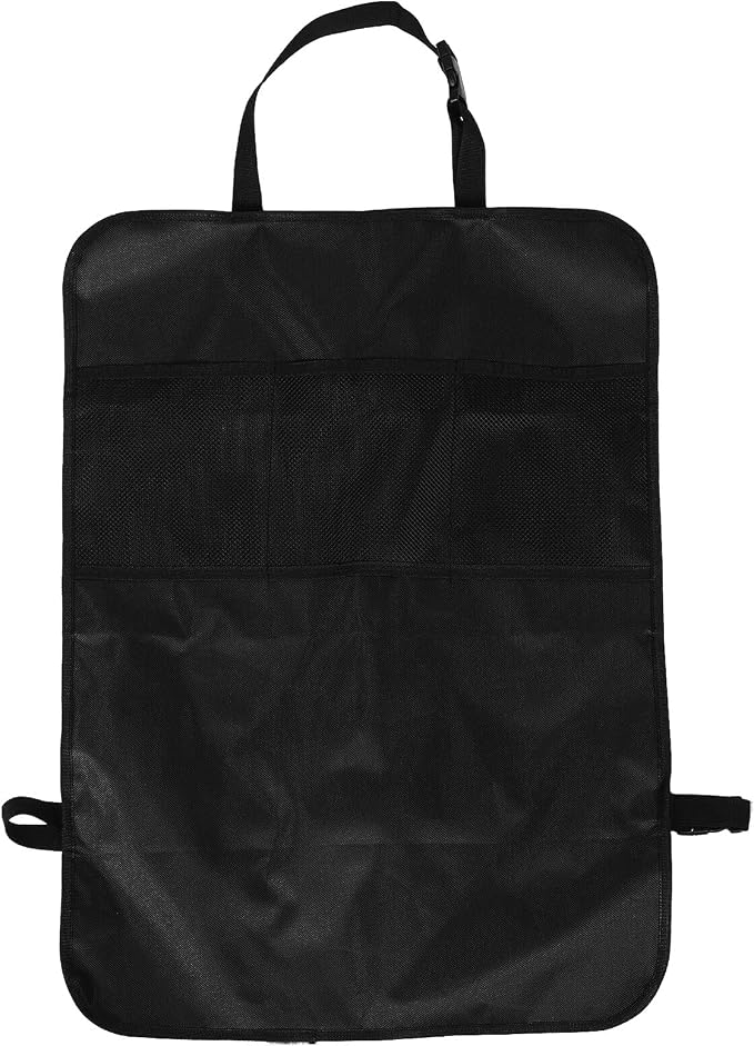 Car Seat Anti-kick Mat with Hanging Storage Bag, Backseat Organizer Pocket for Vehicle Interior, Sturdy Kick-resistant Seat Back Protector for Travel and Family Use