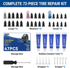 47PCS Tire Repair Rubber Nail Kit - Complete Screw Plug Kit with Glue, Fast Fix for Flat Tires on Car, Truck, Motorcycle, SUV & More