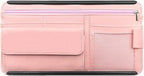 Car Sun Visor Storage Bag, Soft Leather Surface Organizer, Scratch-Resistant Auto Sunshade Organizer Bag, Can Store ID Card, Eyeglasses, Pen, Driving License etc (Pink)