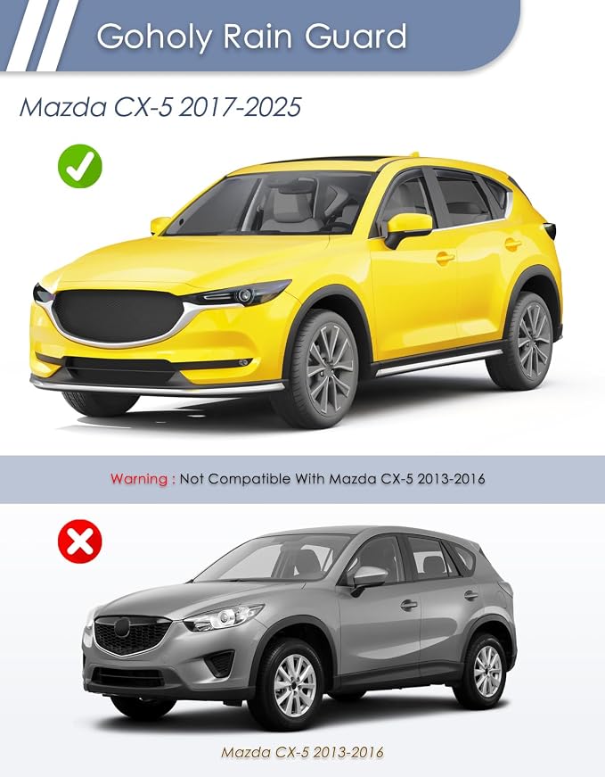 in-Channel Window Rain Guard for Mazda CX-5 2017-2025 CX5 Rain Guards Side Window Visors Low Profile Vent Visor Window Deflectors Vent Shades Car Accessories