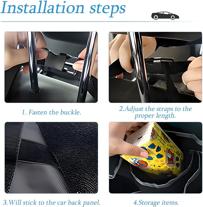 Car Trunk Organizer, Backseat Hanging Large Storage with Adjustable Straps, Waterproof Collapsible Cargo Bag with 4 Pockets, Sturdy Space Saver Frees Trunk Floor for SUV, Truck, MPV