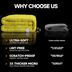 Microfiber Towels for Cars Drying Towel - 36"x24", Streak-Free Double-Sided Ultra Absorbent Bath Towels, Edgeless Design for Car Detailing Cleaning & Household