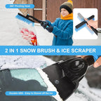2 in 1 Extendable Snow Brush with Ice Scraper for Car Windshield, 33 Inch Car Window Scraper & Foam Snow Removal Brush for SUV, Heavy Duty Snow Cleaner for Truck Van, 360° Pivoting Head