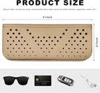 Car Seat Side Pocket Organizer, Auto Center Console Storage Pocket with Adhesive Tape, Multifunctional Leather Tray Pouch Sunglasses Holder for Car Seat Door Window (Beige)