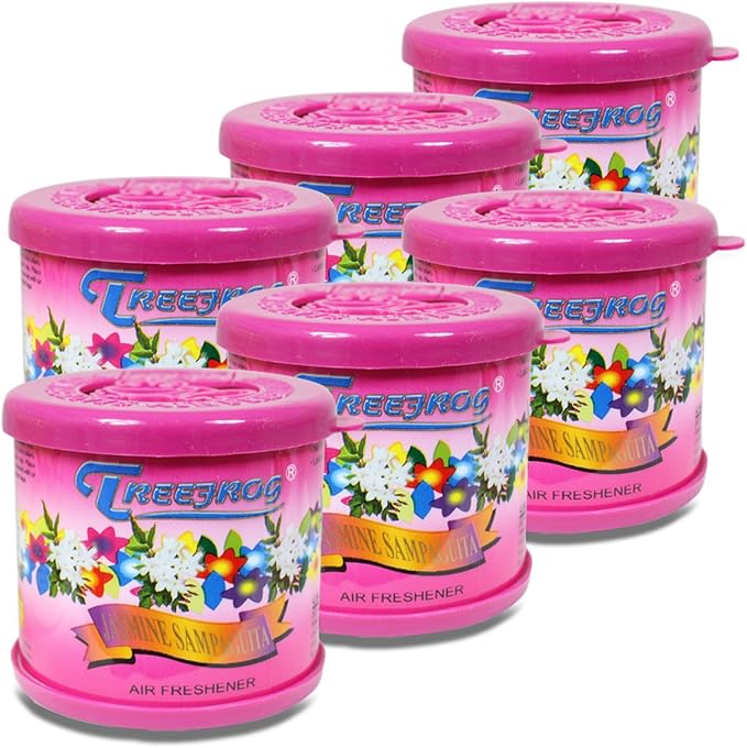 TreeFrog Gel-Typed Automotive Cup-Holder Air Freshener, Jasmine Scented, Pack of 6