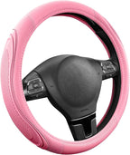 Car Steering Wheel Cover - Microfiber Leather Steering Wheel Wrap Sports 14.5-15 Inch Steering Wheel Cover Non-Slip for Men Women Pink & Pink Color