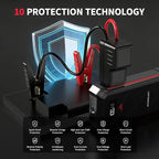P100 Car Jump Starter, 5000A Peak Lithium Jump Starter Battery Pack for Up to 10.0L Gas or 8.0L Diesel Engine, Safe 12V Portable Battery Starter Power Pack with LED Screen & LED Light