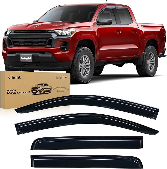 Window Visors for Chevrolet Colorado/GMC Canyon 2023 2024 2025 2026 Crew Cab (Not for AT4X / ZR2 Models), Out-Channel Window Wind Deflectors Rain Guards -4PCS