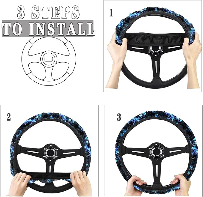 Glow Dolphin Totem Flower Steering Wheel Cover, Universal Fit for 15 Inch Vehicles, Polyester Material, Anti-Slip Car Wheel Protector