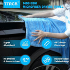 2 Pack Car Drying Towels (48" x 24"), Extra Large Microfiber Towels for Cars, 1400 GSM Ultra-Absorbent, Streak Free, Double Twisted-Loop Drying Towels Car Detailing for SUV, RV, Trucks