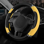 Leather Steering Wheel Cover - Made with PVC Leather - Anti-Slip, Universal Fit 14 1/2 inches to 15 inches - Yellow