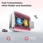Wireless Carplay Adapter for iPhone, Convert Wired Carplay to Wireless, 2 in 1 Plug and Play Mini CarPlay Android Auto Adapter for iOS 10 Android 11 and Above, Cars with Built-in Carplay (Rose Pink)