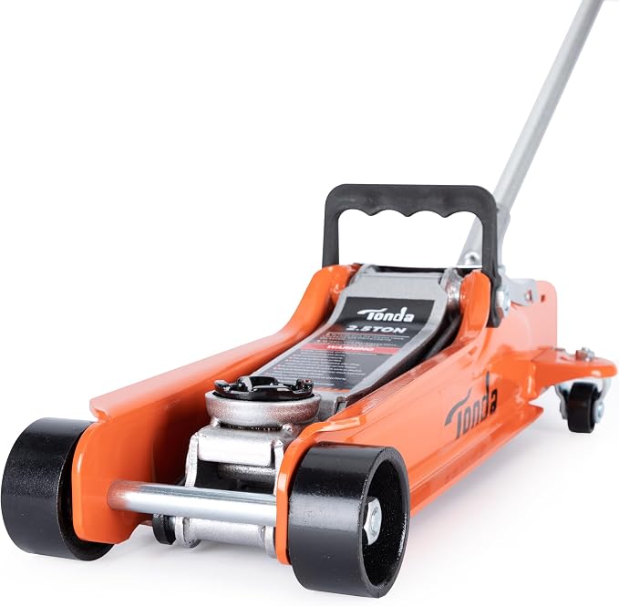 Low Profile Car Jack, 2.5 Ton (5,000 lb) Hydraulic Trolley Floor Jack for Garage, Home, Shop, Lifting Range 3.35" to 14.57", Orange