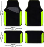 Fluorescent Leather & Waterproof Car Carpet Floor Mats, Universal Car Mats Fit for SUV,Vans,sedans, Trucks,Set of 4pcs Car Carpet with Anti-Slip nibbs Driver Heel Pad (Black Green Lime)