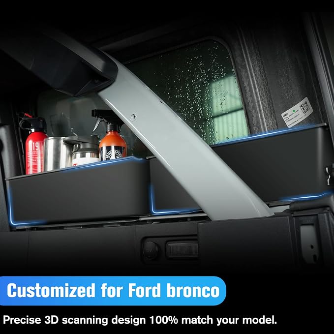 Trunk Storage Tray Organizers Rear Cargo Side Box Applicable to Ford Bronco 2021 2022 2023 4 Door, Trunk Caddy Box, Internal Accessories, Black Matte Finish (Right Storage Box)