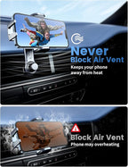 Car Vent Phone Mount, Car Phone Holder Mount with Swing Arm Air Vent Clip Car Mount Cell Phone Holder Car for iPhone 17/16/ 15/14/ 13 Pro Max & All 4.7" - 6.9" Android Smartphone