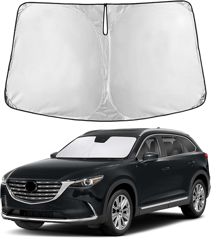 Windshield Sunshade Compatible for Mazda CX-9 2016-2024 2025 2026, Sun Visor for Front Windshield & Window Sun Shade Cover, UV Heat Blocker & Protector, Car Accessories