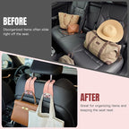 2PCS Car Hooks for Headrest, Faux Leather Purse Hook for Car Seat Back Organizers and Storage, Double Metal Purse Holder Bag Hanger, Universal Car Interior Accessories for Women Man