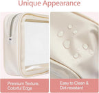 Clear Makeup Bag - TSA Approved Toiletry Bag for Carry-on & Checked Luggage, Water Resistant Car Storage Organizer with Reinforced Seams