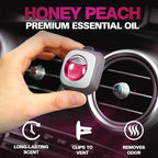 Honey Peach Scent Pink Car Air Freshener Vent Clip 6 Ct | Long Lasting Up to 180 days, Natural Essential Oil Car Fragrance for Women and Men, Odor Eliminator - 4ml Each