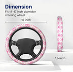 Pink Fairytale Castle Steering Wheel Cover, Polyester Car Wheel Grip, Universal 15 Inch for Cars SUVs Trucks