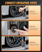 Tire Inflator Portable Air Compressor, Cordless Tire Pump with LED Super Bright Light for Car, Bicycle, Motorcycle
